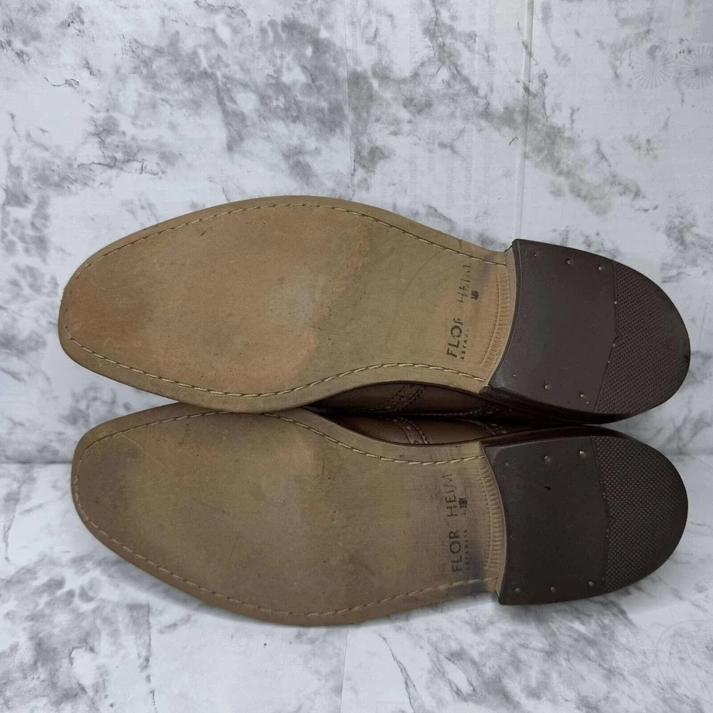 Florsheim CASTELLANO WINGTIP 14137 Tan Leather Oxford‎ Shoes 9.5D Derby